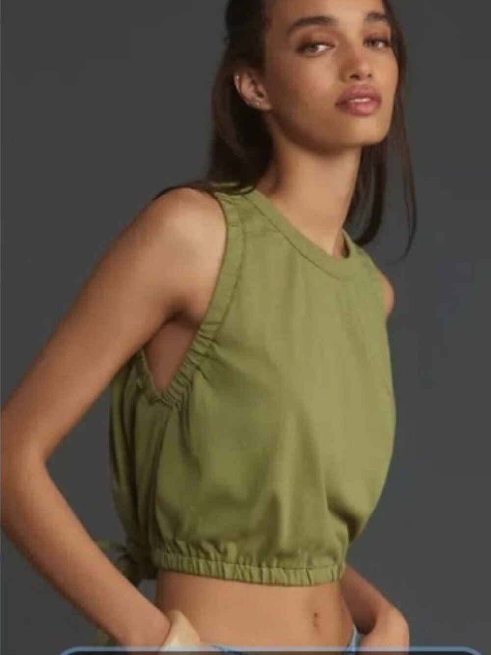 Anthropologie Pilcro Elasticized Shell Tank Top in Green Women's Size Large NEW